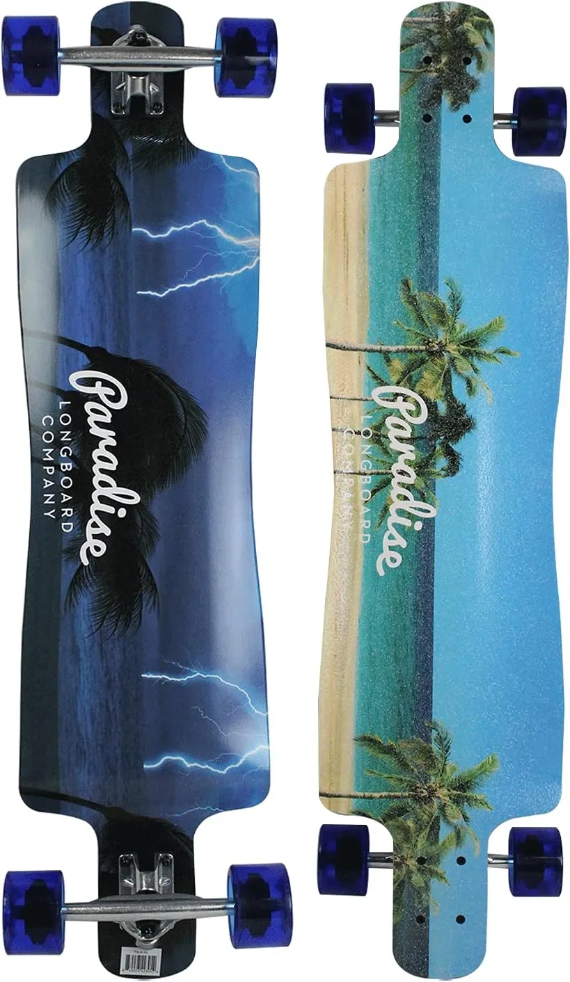 Paradise Longboard Drop Down Complete Cruiser Skateboard, Stormy Beach, 10" x 40"