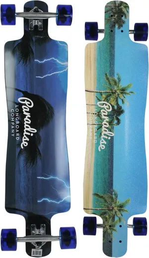 Paradise Longboard Drop Down Complete Cruiser Skateboard, Stormy Beach, 10" x 40"