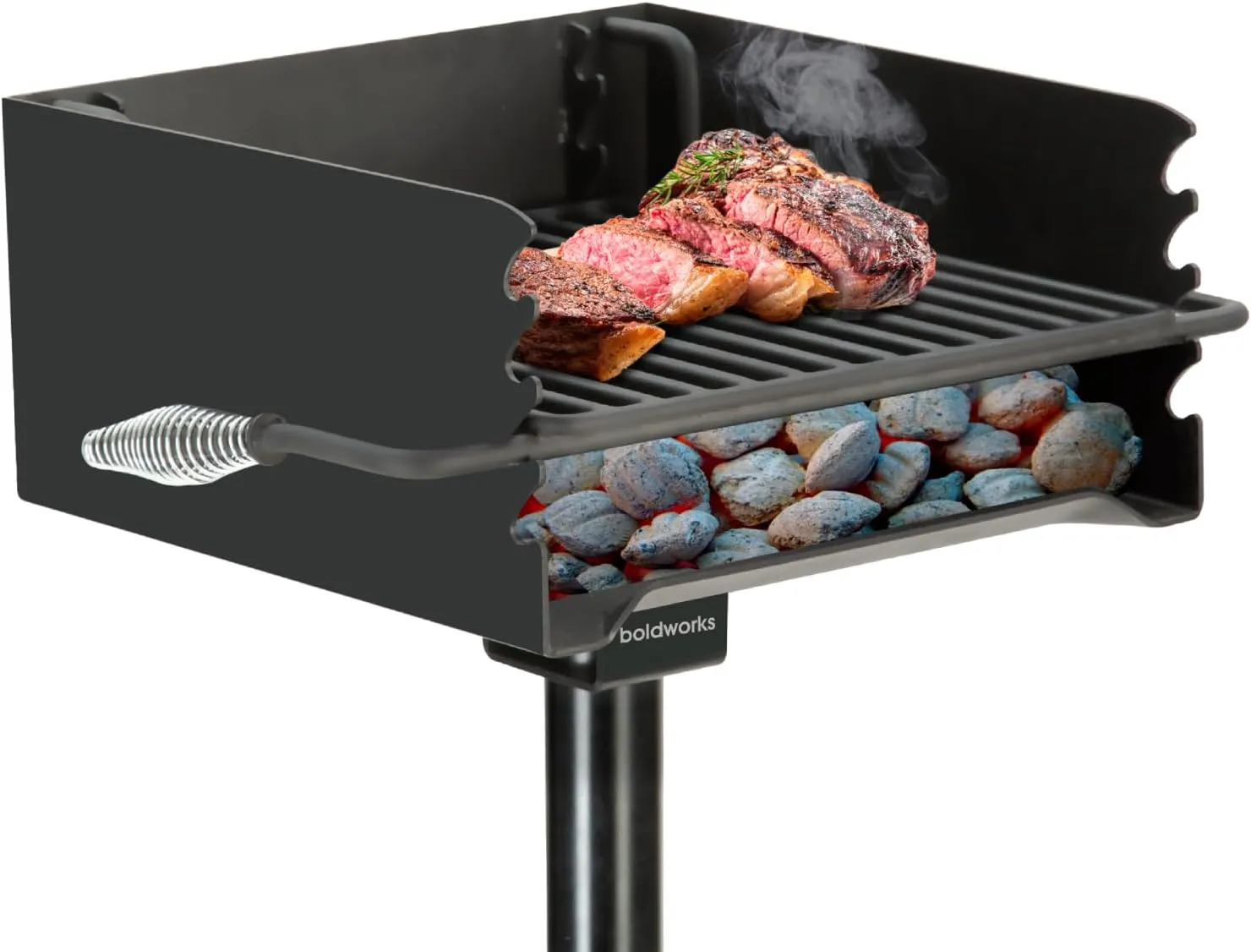 Park Grill Park Style Charcoal Grill In Ground Heavy Duty for Commercial and Outdoor Cooking Rustproof and 360 Degree Swivel 16x16 Inch