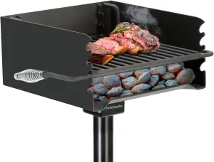 Park Grill Park Style Charcoal Grill In Ground Heavy Duty for Commercial and Outdoor Cooking Rustproof and 360 Degree Swivel 16x16 Inch