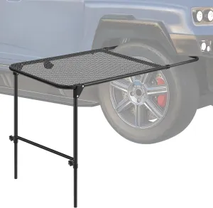Pasimy Vehicle Tire Mounted Steel Camping Table Adjustable Travel Camping Table 40'' x 20'' x 33'' for Car Camping Picnic Camp Outdoor Cooking BBQ and Party Favor