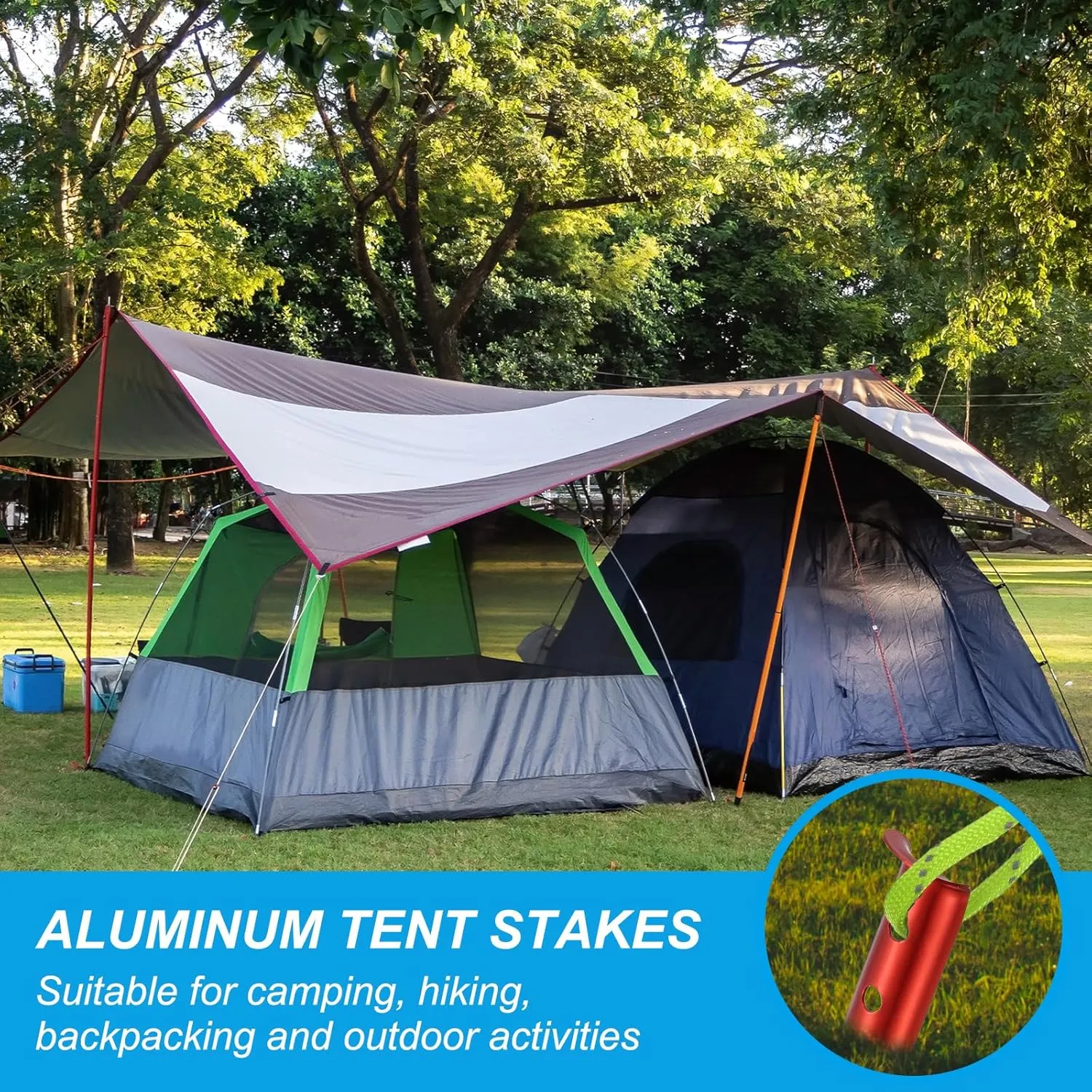 PATIKIL Aluminum Tent Stakes, 6 Pack Metal Camping Ground Pegs Camping Accessories Sand Stakes with 6 Holes for Tents Hammocks and Canopy, Silver Tone