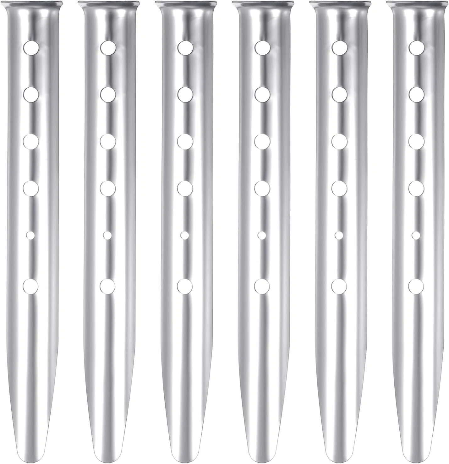 PATIKIL Aluminum Tent Stakes, 6 Pack Metal Camping Ground Pegs Camping Accessories Sand Stakes with 6 Holes for Tents Hammocks and Canopy, Silver Tone