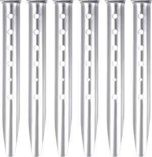 PATIKIL Aluminum Tent Stakes, 6 Pack Metal Camping Ground Pegs Camping Accessories Sand Stakes with 6 Holes for Tents Hammocks and Canopy, Silver Tone
