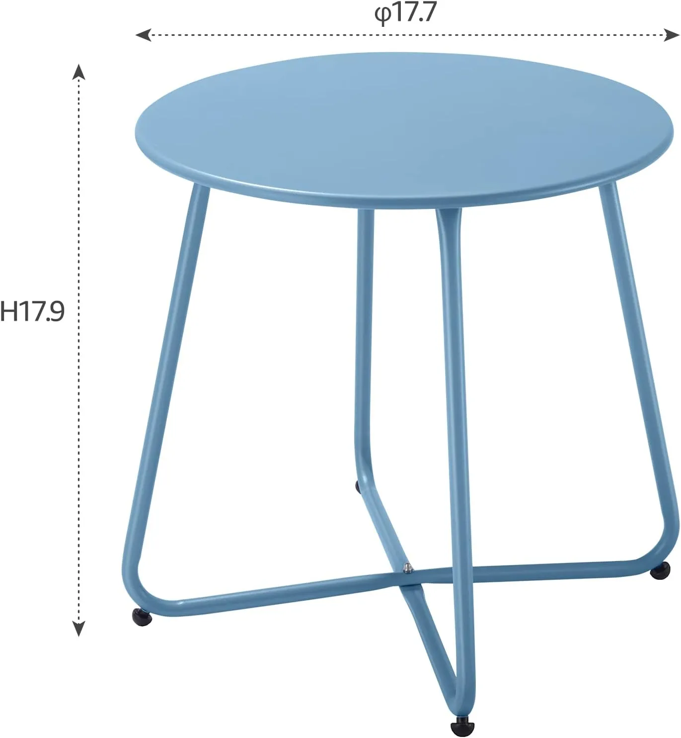 Patio Outdoor Side Table Waterproof Round Metal Steel Small Side Table Weather Resistant Portable Outdoor and Indoor End Table for Garden Balcony Yard, Blue