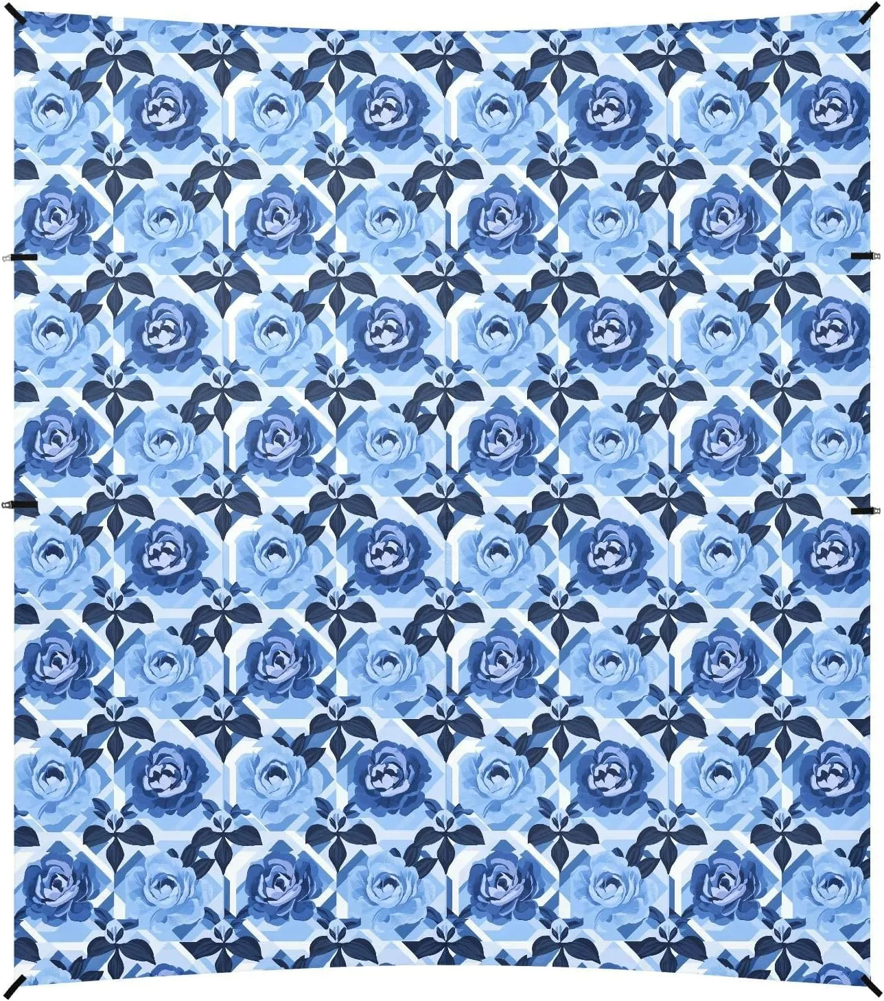 Peony Glory Blue Foldable Beach Canopy UPF50  Protection Lightweight Shade Sun Shelter with Sandbags & Sand Shovel for Backyard and Camping