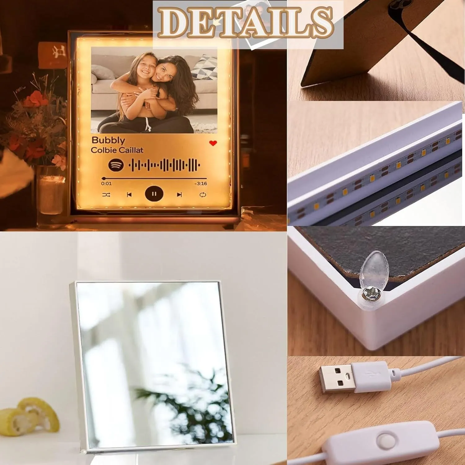 Personalized Mom Mirror Light Up Mirror Custom Holding Hand Mirror Night Light Led Name Mirror Lamp Mothers Day Makeup Mirror Lamp Gifts for Mom Grandma Daughter