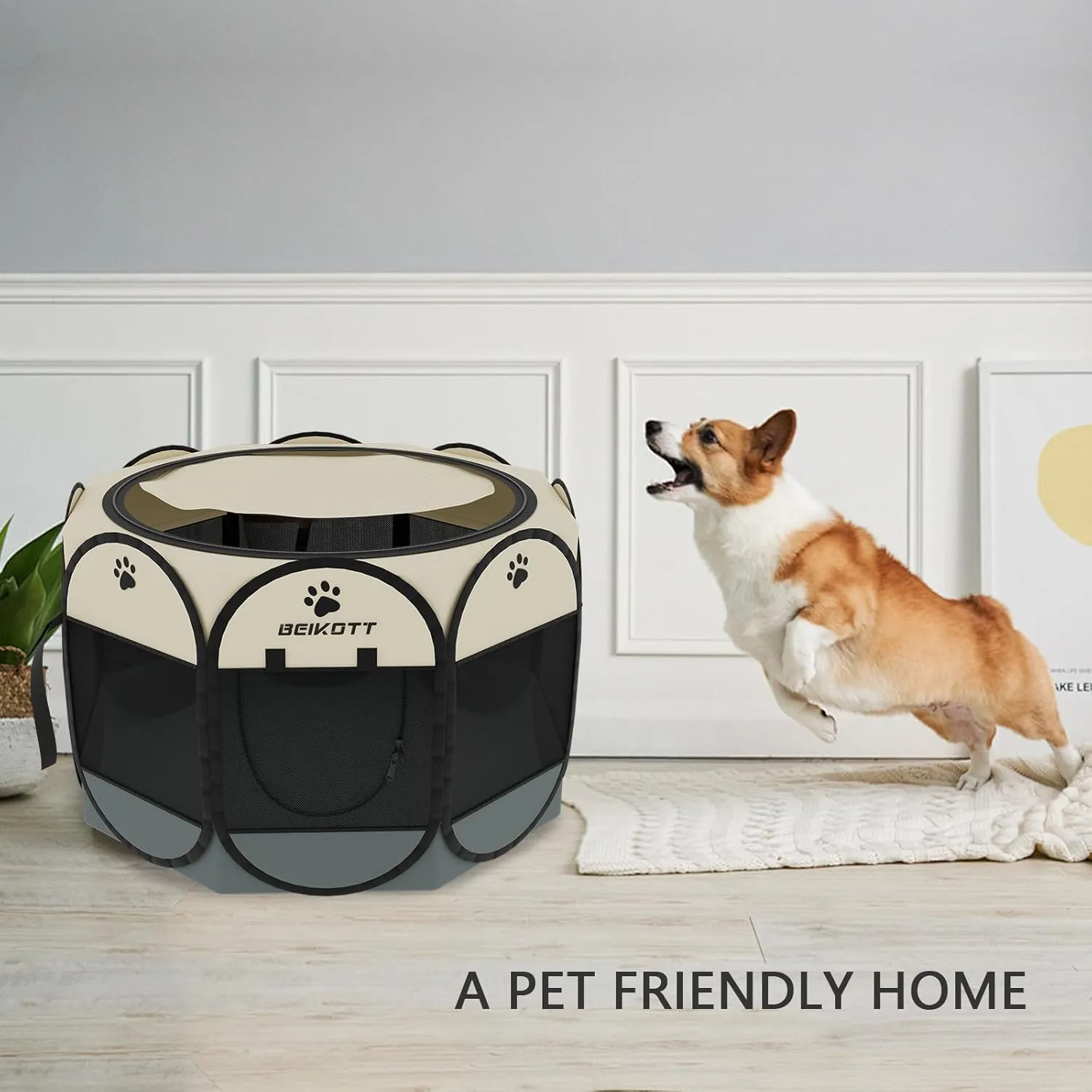 Pet Playpen, Foldable Dog Playpens, Portable Exercise Kennel Tent for Puppies/Dogs/Cats/Rabbits, Dog Play Tent with Removable Mesh Shade Cover for Travel Indoor Outdoor Using