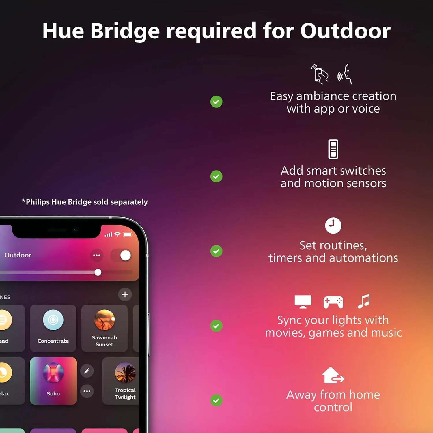 Philips Hue Appear Outdoor Smart Wall Light, Black - White and Color Ambiance LED Color-Changing Light - 1 Pack - Requires Hue Bridge - Control with Hue App and Voice - Weatherproof