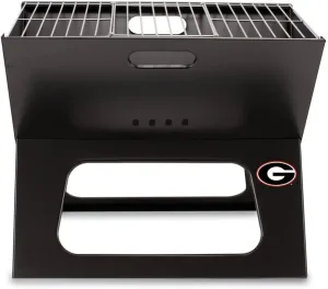 PICNIC TIME NCAA Georgia Bulldogs X-Grill Portable Grill - Camping Grill - Small Charcoal Grill for Tailgating