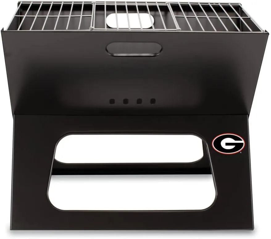 PICNIC TIME NCAA Georgia Bulldogs X-Grill Portable Grill - Camping Grill - Small Charcoal Grill for Tailgating