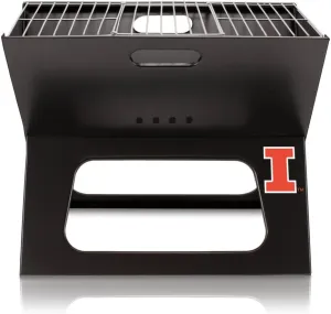 PICNIC TIME NCAA Illinois Fighting Illini X-Grill Portable Grill - Camping Grill - Small Charcoal Grill for Tailgating