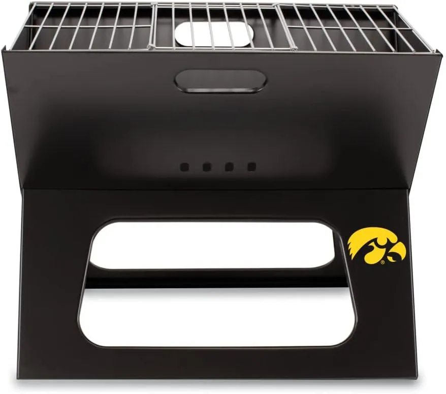 PICNIC TIME NCAA Iowa Hawkeyes X-Grill Portable Grill - Camping Grill - Small Charcoal Grill for Tailgating