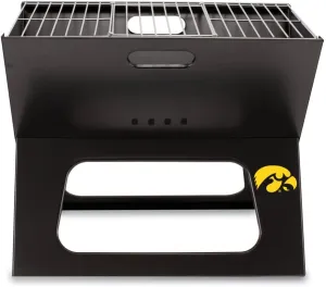 PICNIC TIME NCAA Iowa Hawkeyes X-Grill Portable Grill - Camping Grill - Small Charcoal Grill for Tailgating
