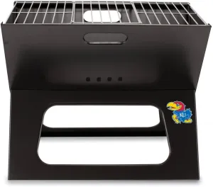 PICNIC TIME NCAA Kansas Jayhawks X-Grill Portable Grill - Camping Grill - Small Charcoal Grill for Tailgating