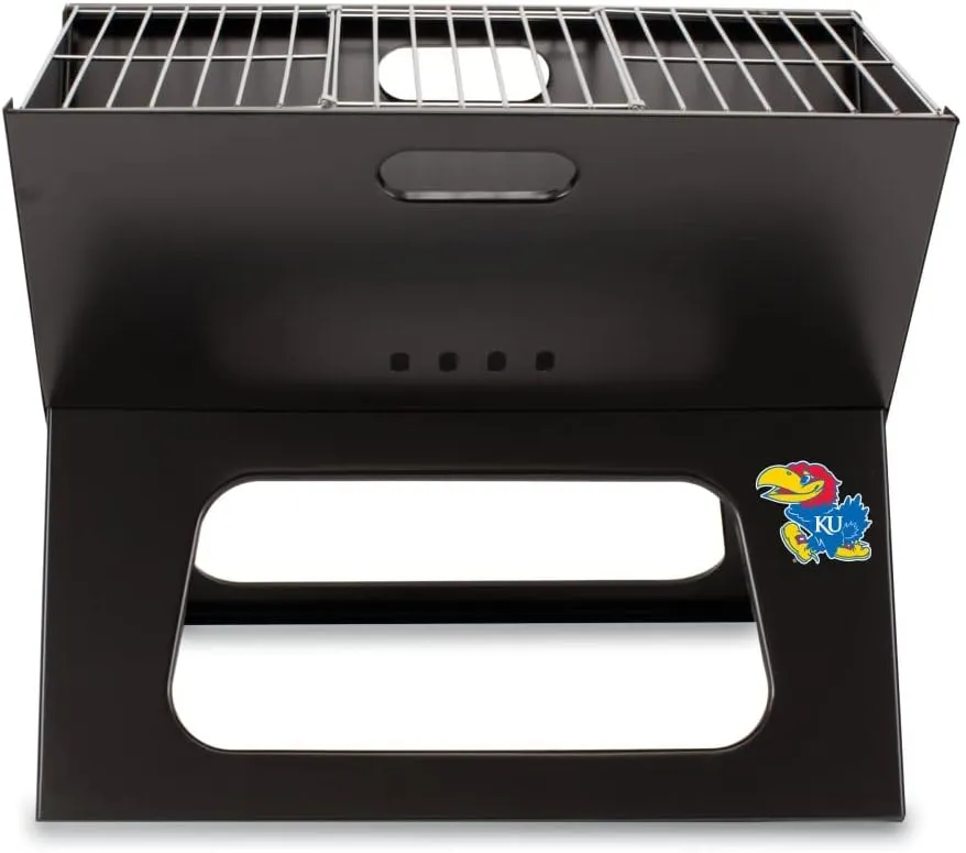 PICNIC TIME NCAA Kansas Jayhawks X-Grill Portable Grill - Camping Grill - Small Charcoal Grill for Tailgating