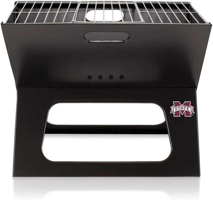 PICNIC TIME NCAA Mississippi State Bulldogs X-Grill Portable Grill - Camping Grill - Small Charcoal Grill for Tailgating