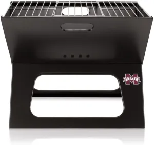 PICNIC TIME NCAA Mississippi State Bulldogs X-Grill Portable Grill - Camping Grill - Small Charcoal Grill for Tailgating