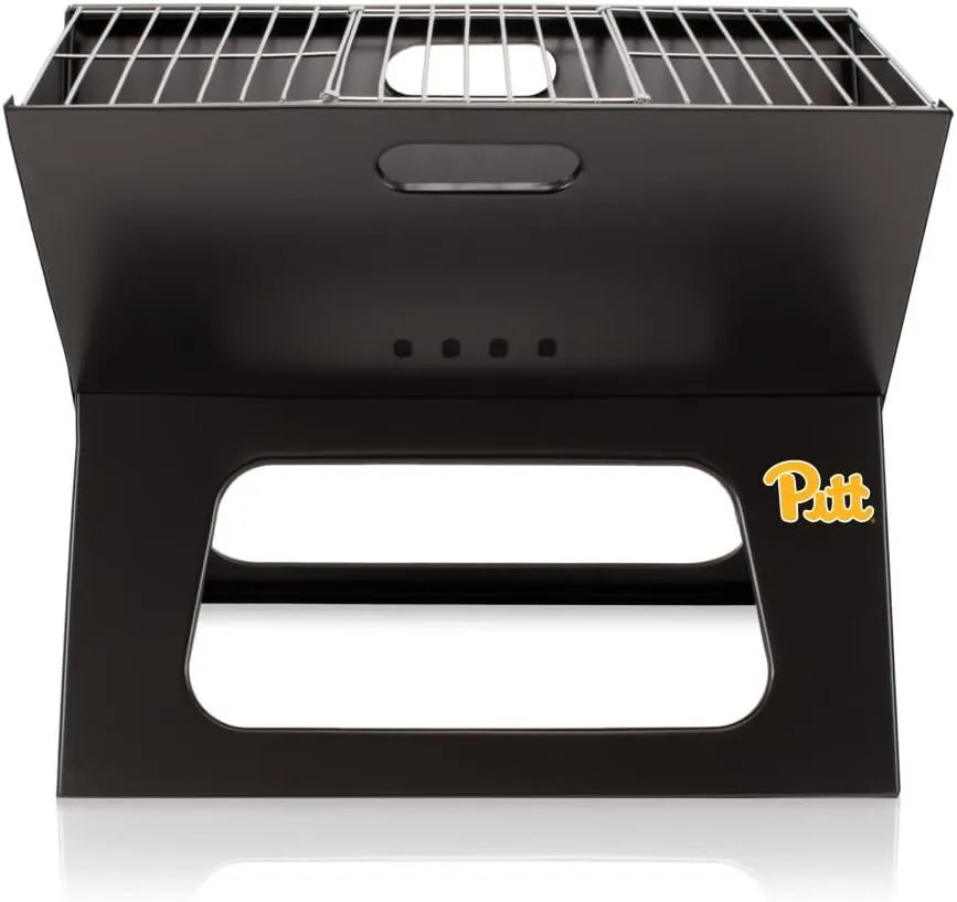 PICNIC TIME NCAA Pitt Panthers X-Grill Portable Grill - Camping Grill - Small Charcoal Grill for Tailgating