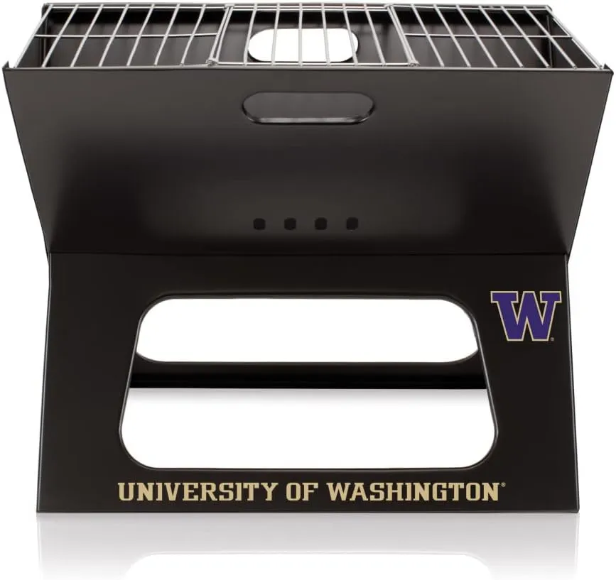 PICNIC TIME NCAA Washington Huskies X-Grill Portable Grill - Camping Grill - Small Charcoal Grill for Tailgating