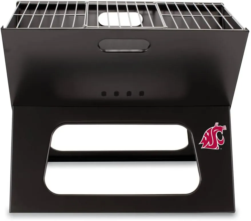 PICNIC TIME NCAA Washington State Cougars X-Grill Portable Grill - Camping Grill - Small Charcoal Grill for Tailgating