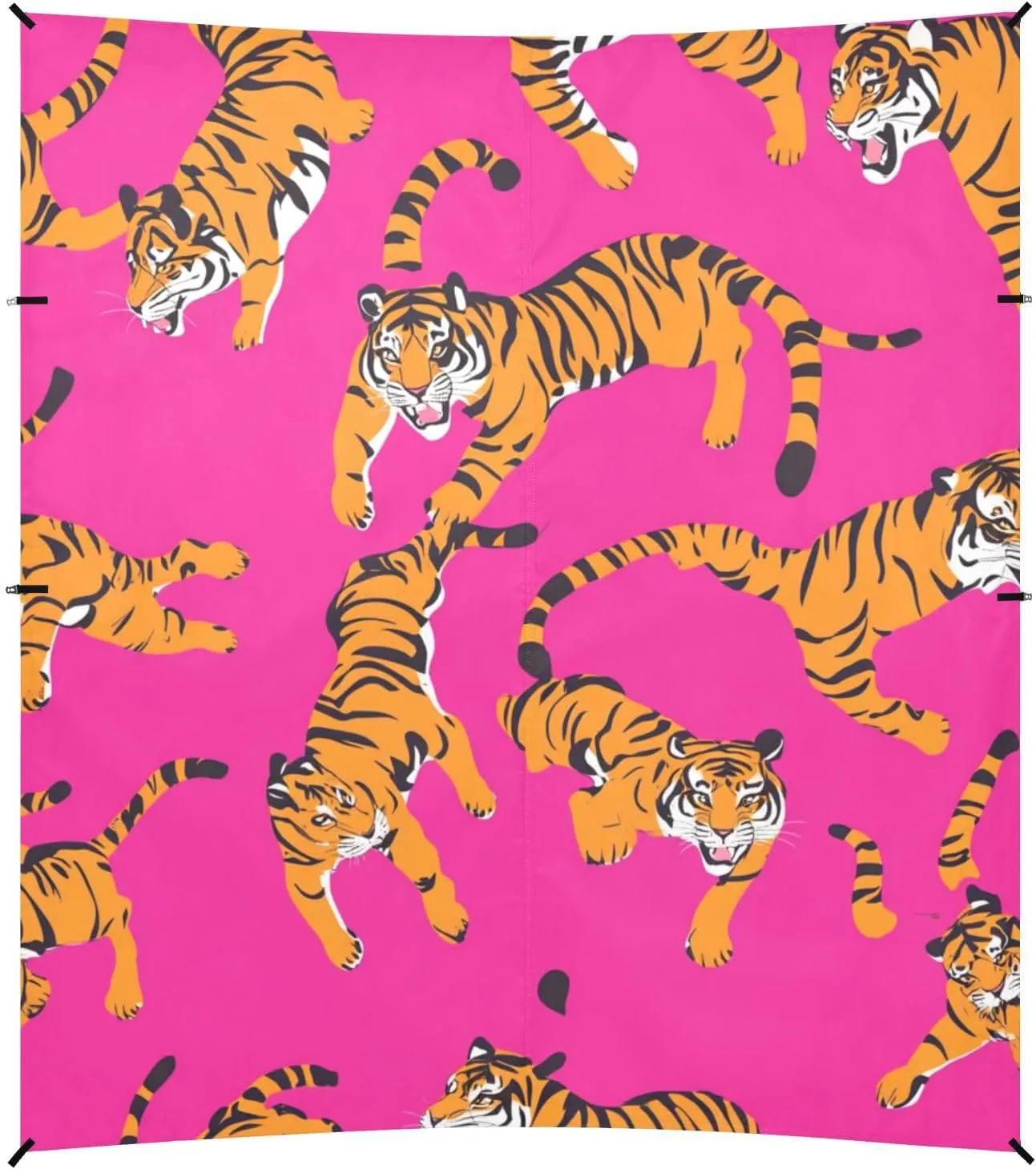 Pink Cute Cartoon Tigers Beach Canopy UPF50 Lightweight Sun Shelter with Sand Shovel for Family Trips, Picnics & Camping