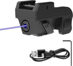 Pistol Laser Beam, Low Profile Laser Sight Compatible with Picatinny Weaver Rail Military Handgun Hunting Laser with USB Rechargeable Cable for Weapon Gun, Laser Class IIIA, 5mW