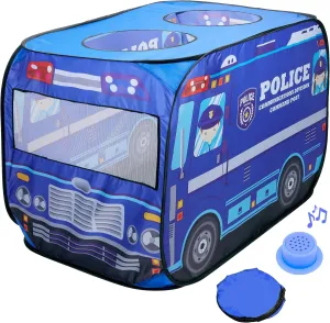 Police Car Pop Up Play Tent with Sound Button Super Hero Playhouse for Interactive Fun Play Toys & Gifts for Kids Toddlers Boys Girls Pop Up Car Tent Foldable Quick Setup - Indoor & Outdoor