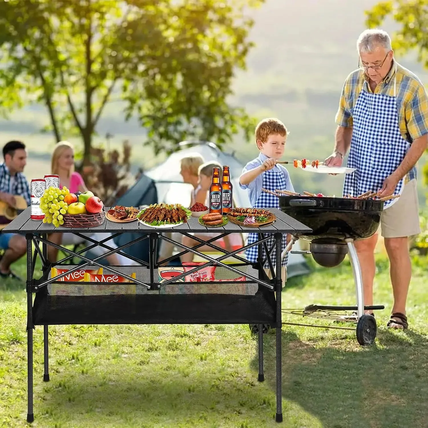 portable aluminum camping picnic table - waterproof & rust resistant