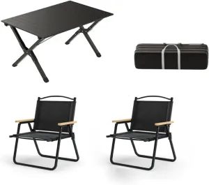 Portable Aluminum Picnic Table Set for Camping Set of 3 Folding Tables with Roll up Design Lightweight and Durable for Indoor and Outdoor Use