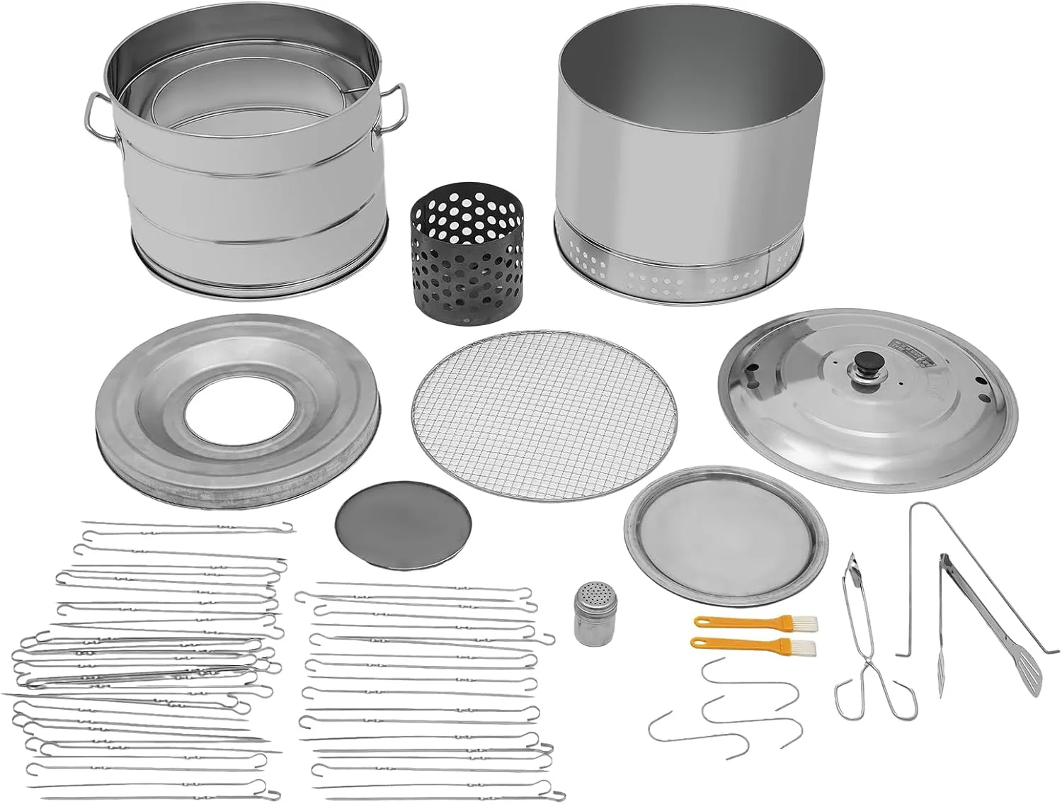 Portable Barbecue Charcoal Barrel Grill, Stainless Steel 360° Smokeless Barbecue Grill for Camping, Picnic, Backyard, Outdoor Cooking (50 Skewers)