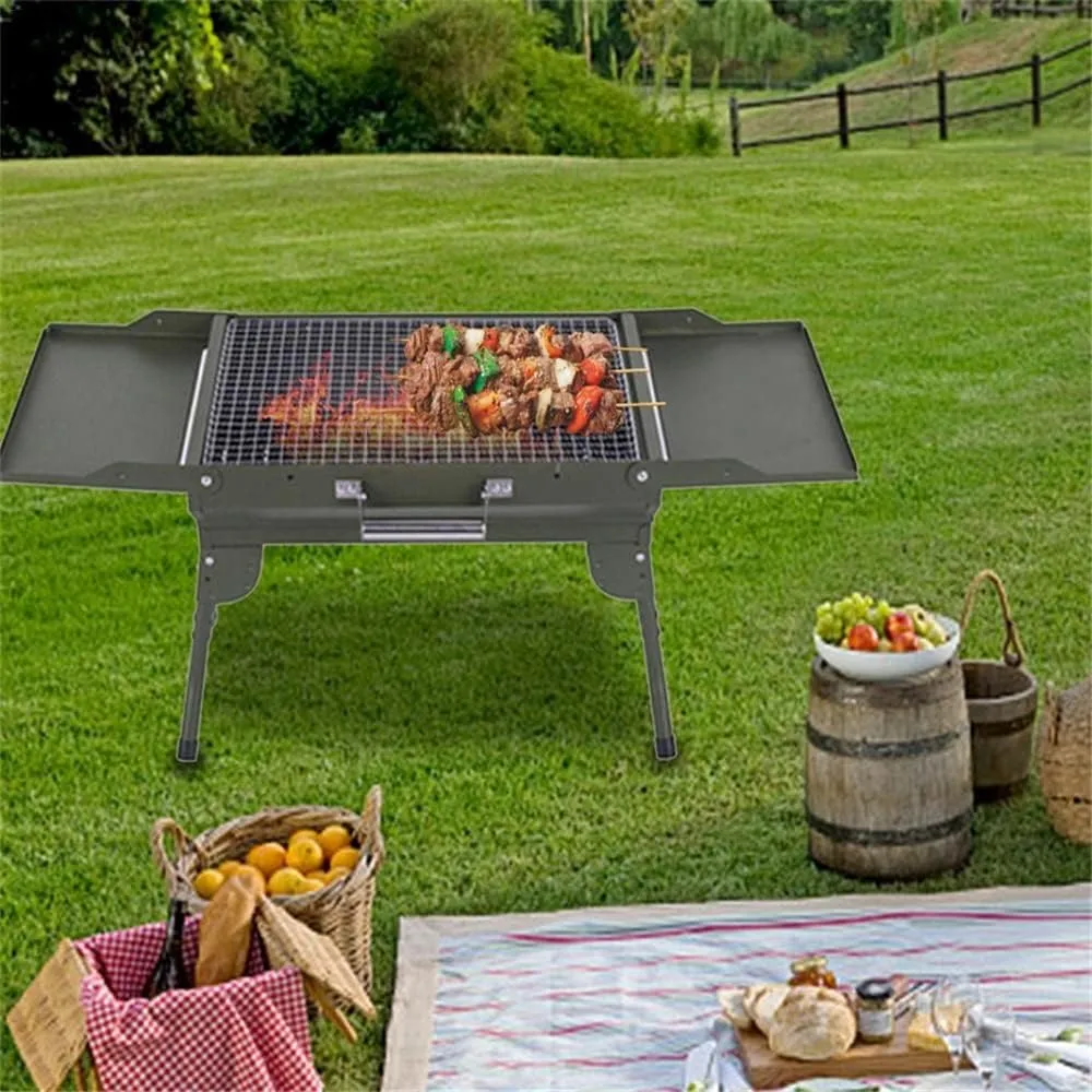 Portable Barbecue Grill Fold Charcoal Grill Tabletop Mini Grill Stand Outdoor Camping Barbecue