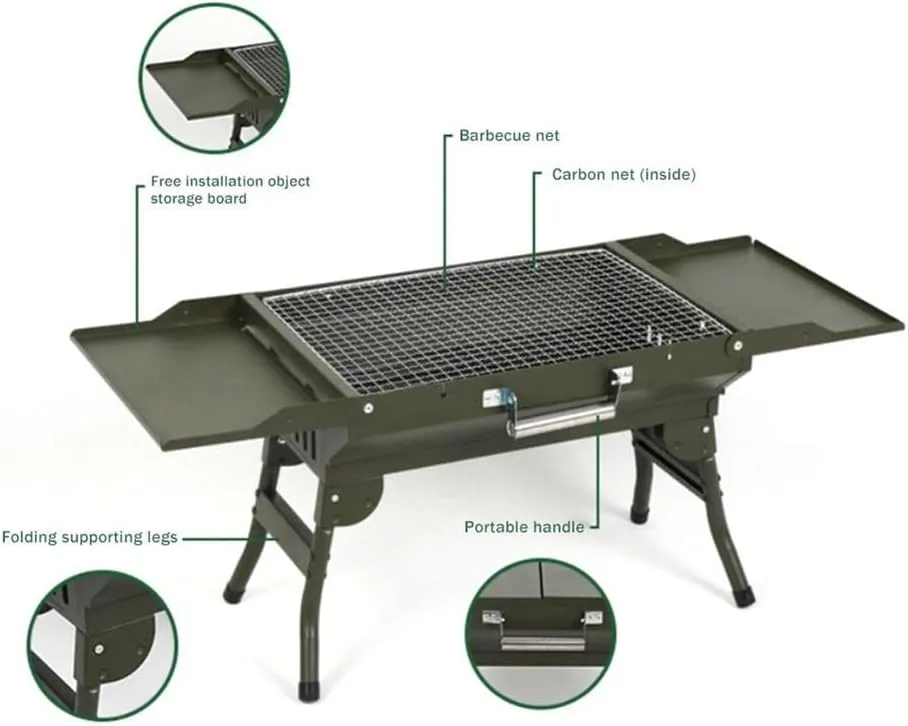Portable Barbecue Grill Fold Charcoal Grill Tabletop Mini Grill Stand Outdoor Camping Barbecue