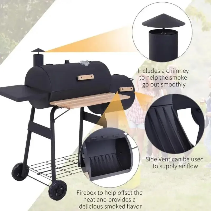 Portable Barrel Charcoal BBQ Grill