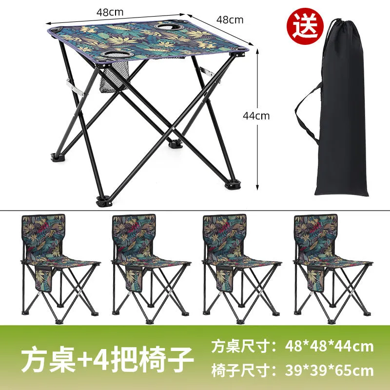 Portable Camping Folding Table Set with Tablecloth