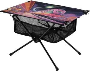 Portable Camping Table Cartoon Interstellar Train Outdoor Foldable Camp Tables for Outside, Camping, Hiking, Tailgating