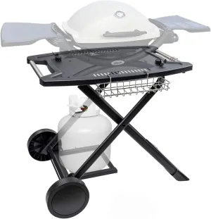 Portable Cart for Weber Q1200, Q1000, Q2200, Q2000, Q2400, Folding Cart for Outdoor BBQ，Portable Stand for Weber Q Series Gas Grills and Ninja Woodfire OG700 Series