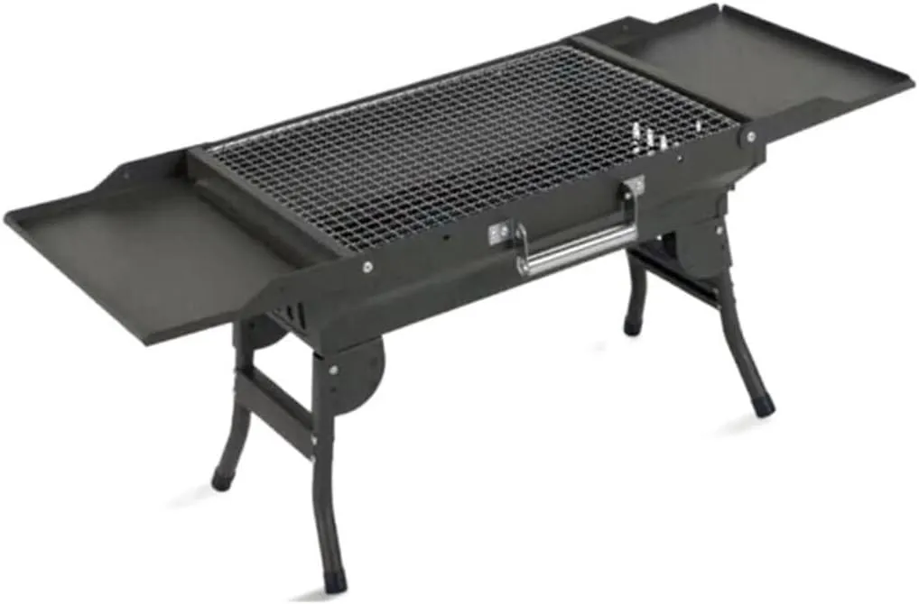 Portable Charcoal BBQ Grill, Foldable Barbecue with Storage Shelf for Outdoor Camping, Picnic, and Backyard Cooking