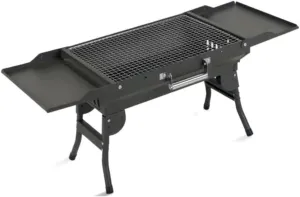 Portable Charcoal BBQ Grill, Foldable Barbecue with Storage Shelf for Outdoor Camping, Picnic, and Backyard Cooking