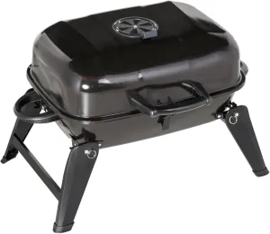 Portable Charcoal Grill - Small Enamel Coated with Heat-resistant Handle, Food-grade Grate & Warming Rack for Camping, Picnics, and Outdoor Adventures