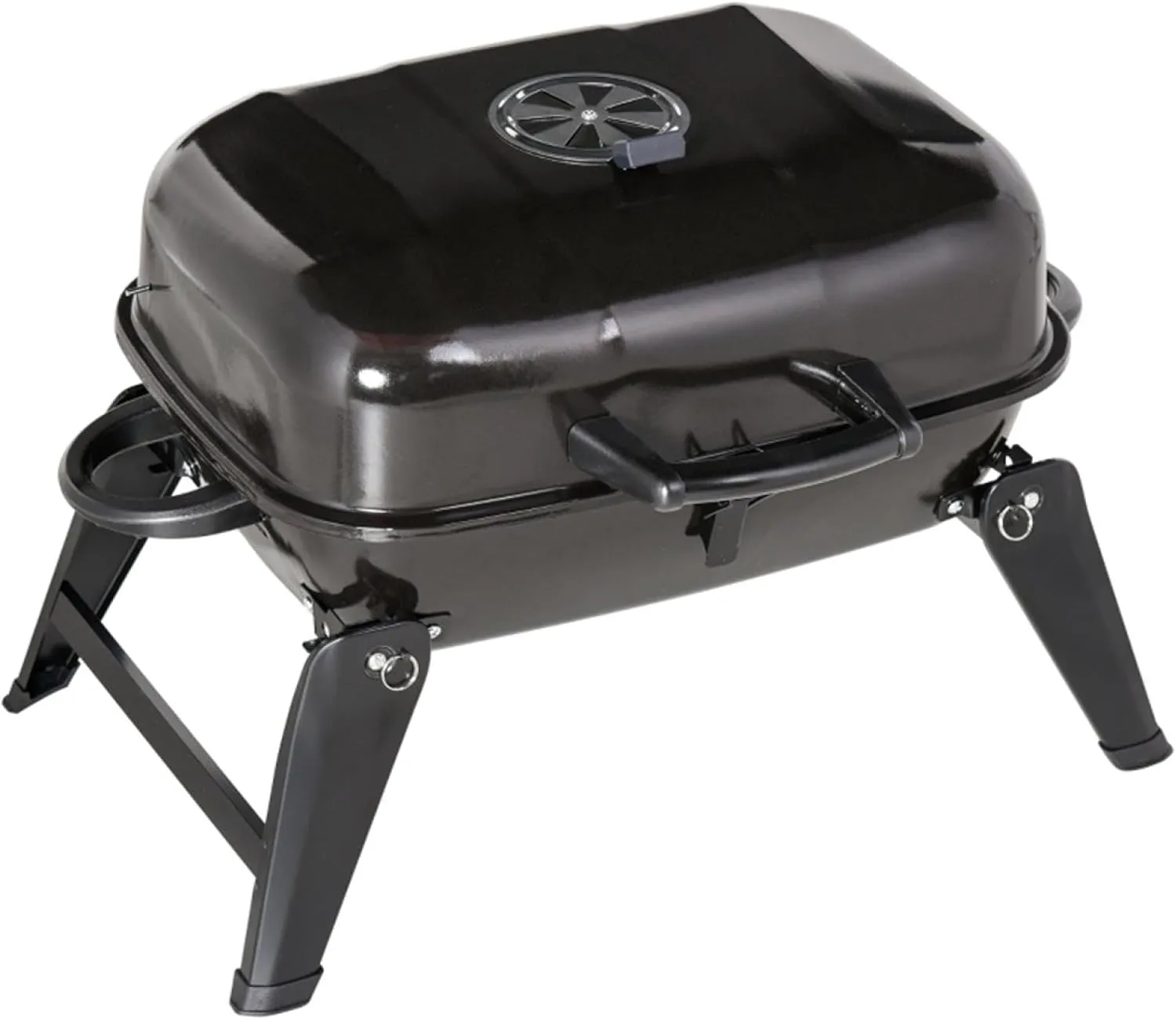 Portable Charcoal Grill - Small Enamel Coated with Heat-resistant Handle, Food-grade Grate & Warming Rack for Camping, Picnics, and Outdoor Adventures