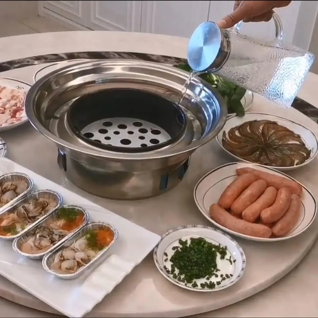 Portable Charcoal Grill, Stainless Steel Desktop BBQ Grill, Outdoor Camping Grill for Courtyard, Camping, Picnic, Hiking, Traveling, Beach (Silver 34.5 * 12cm)