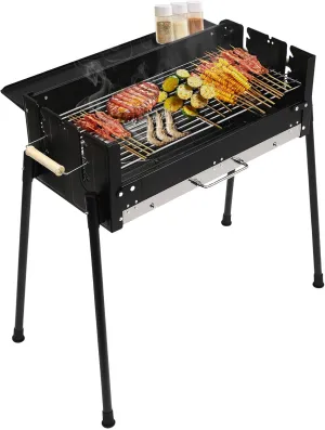 Portable Charcoal Grill - Stainless Steel Folding BBQ Tool Kits for Outdoor Grilling, Cooking, Camping, Hiking, and Picnics