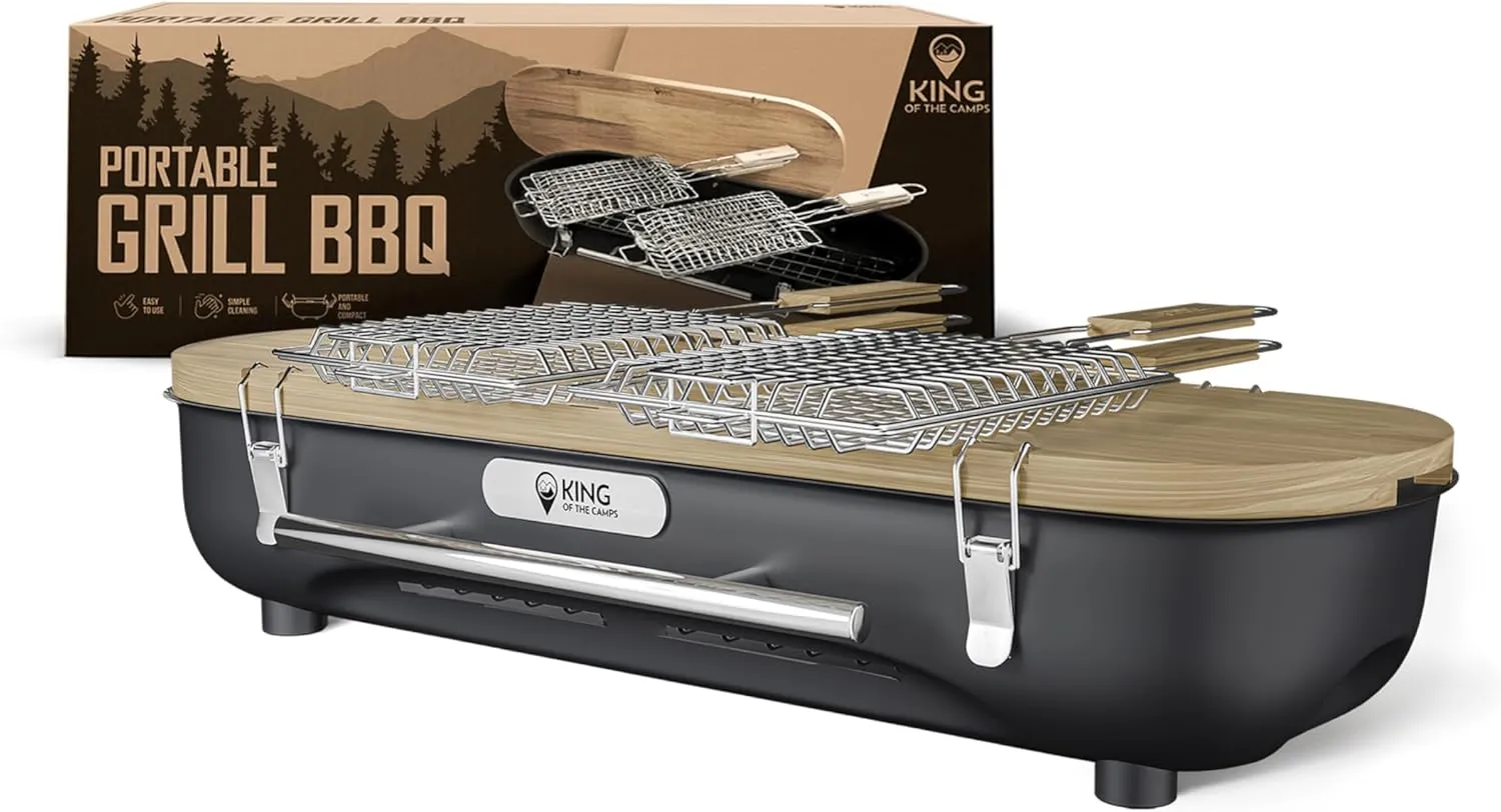 Portable Charcoal Grill - Tabletop Barbecue For Outdoor Cooking - Outdoor Travel Portable BBQ Grill For Camping - Mini Charcoal Grill For Camping Cooking