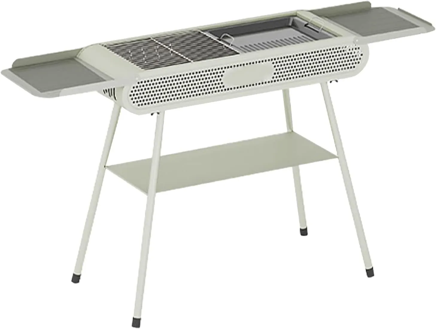 Portable Charcoal Grill,BBQ Grill with Three Storage Boards,Foldable Outdoor Grill for Patio Backyard Picnic Camping,Grill for 5-8 People,Large green (Large green)