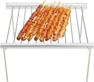 Portable Compact Camping Grill, Lightweight Stainless Steel Camping Grill Folding BBQ Tube for Outdoor Backpackers, easy to carry with, fast heat transfer for BBQ