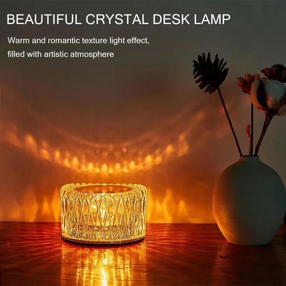 Portable Crystal LED Table Lamp, 3-Levels Brightness Desk Lamp, 3 Color Touch Control Rechargeable Night Light
