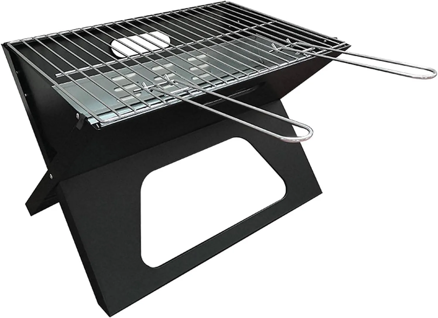Portable Folding BBQ Grill for Outdoor Camping, Picnic & Backyard, Charcoal Smoker with Enamel Basin