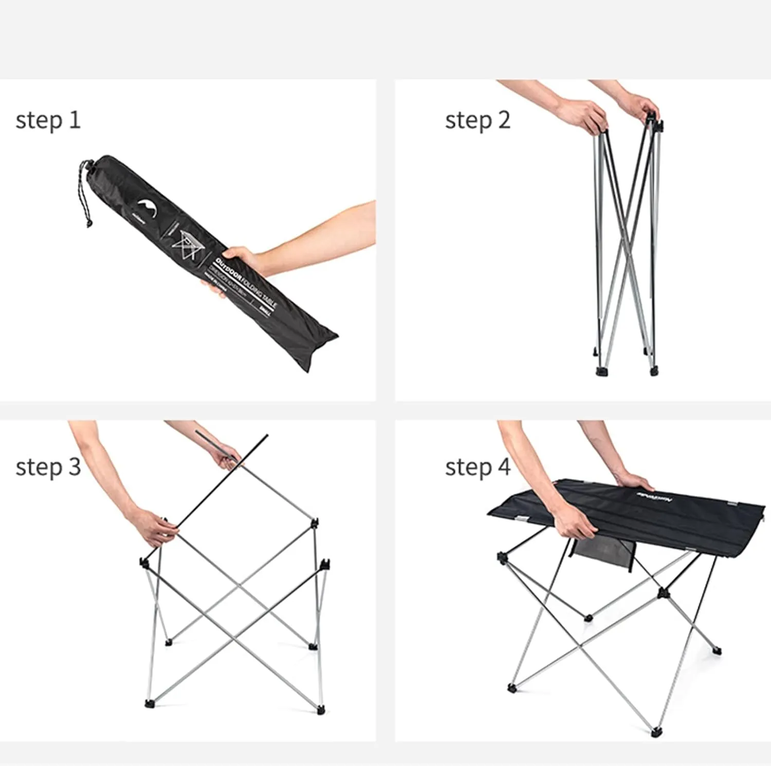 Portable Folding Camping Table 1 Pack, Folding Side Table Aluminum Splicable Picnic Table for Outdoor Cooking, Hiking, Travel, Picnic,Khaki,L