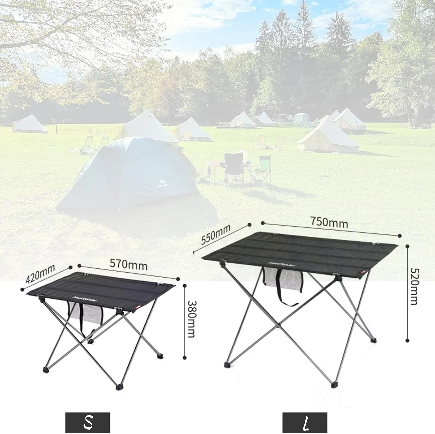 Portable Folding Camping Table 1 Pack, Folding Side Table Aluminum Splicable Picnic Table for Outdoor Cooking, Hiking, Travel, Picnic,Khaki,L